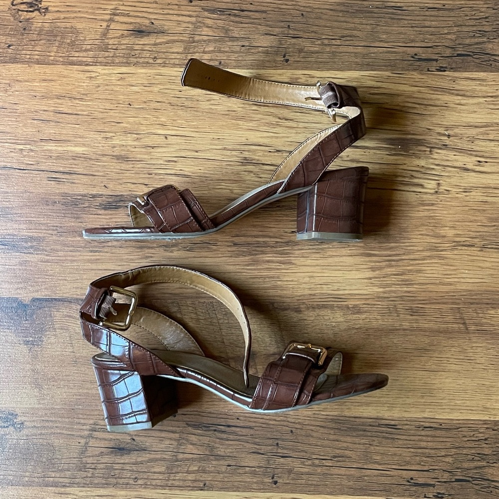 Brown leather heels